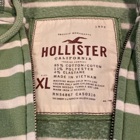 Hollister, green/white jacket with zipper and hoodie, XL - Picture 5 of 5